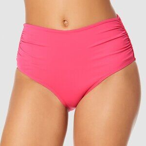 Anne Cole High-Waist Shirred  Bikini Bottoms - Pink Glow